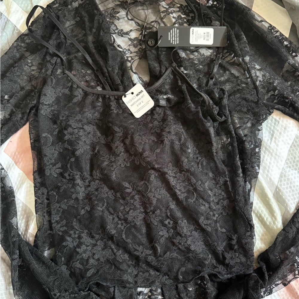 Fashion Nova Black Lace Bodysuit